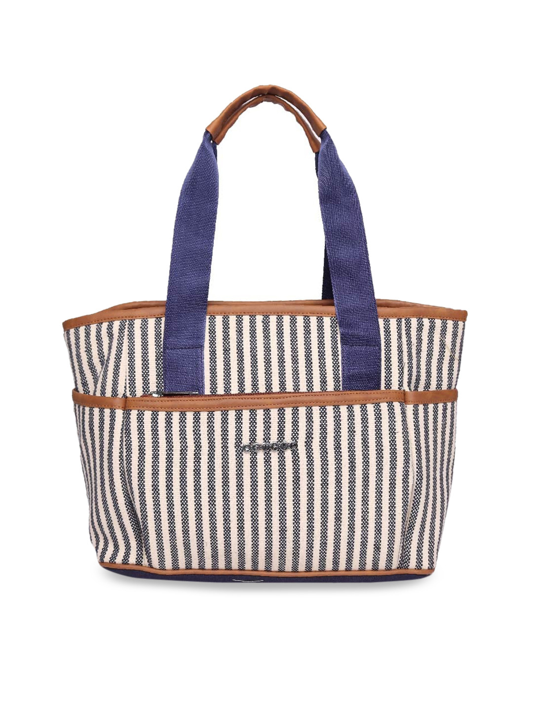 

ASTRID Navy Blue Striped Shopper Handheld Bag