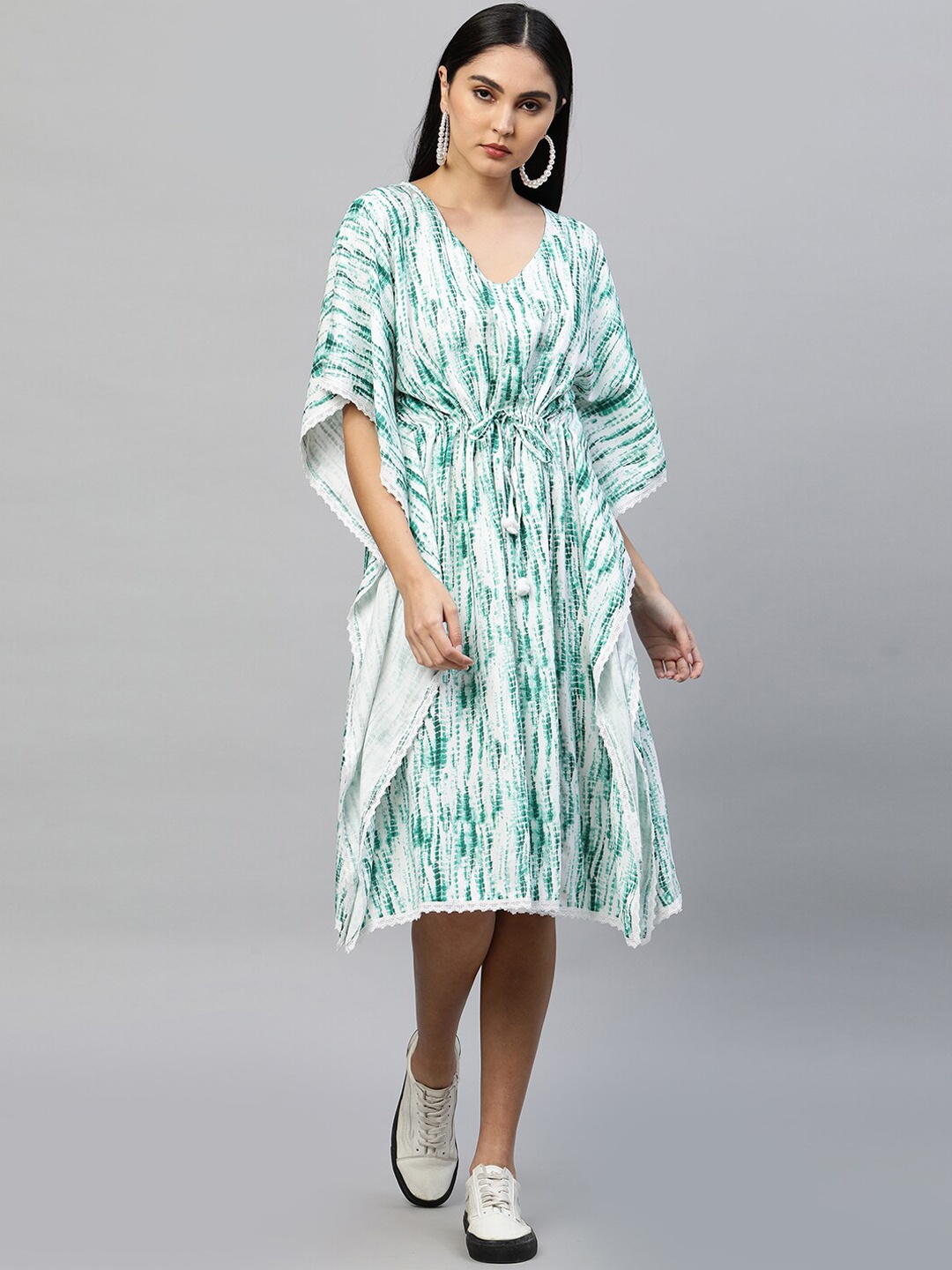 

FASHOR Green Tie and Dye Kaftan Dress