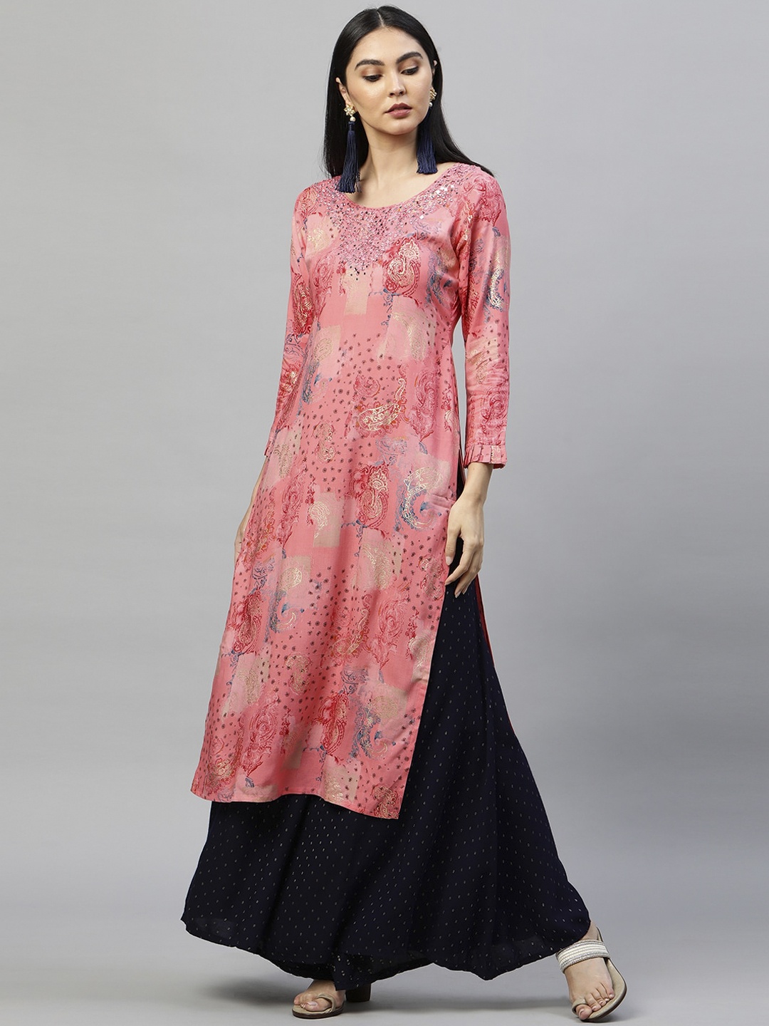 

FASHOR Women Pink Ethnic Motifs Printed Kurta