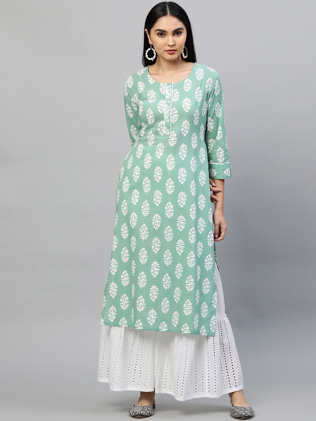 

FASHOR Women Green Ethnic Motifs Printed Kurta