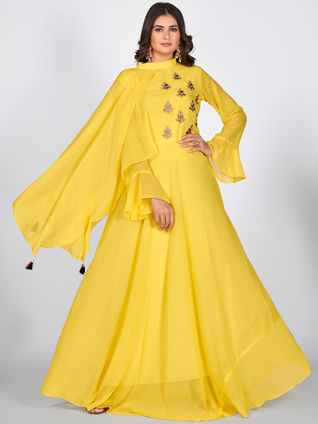 

SHOPGARB Yellow Georgette Maxi Dress