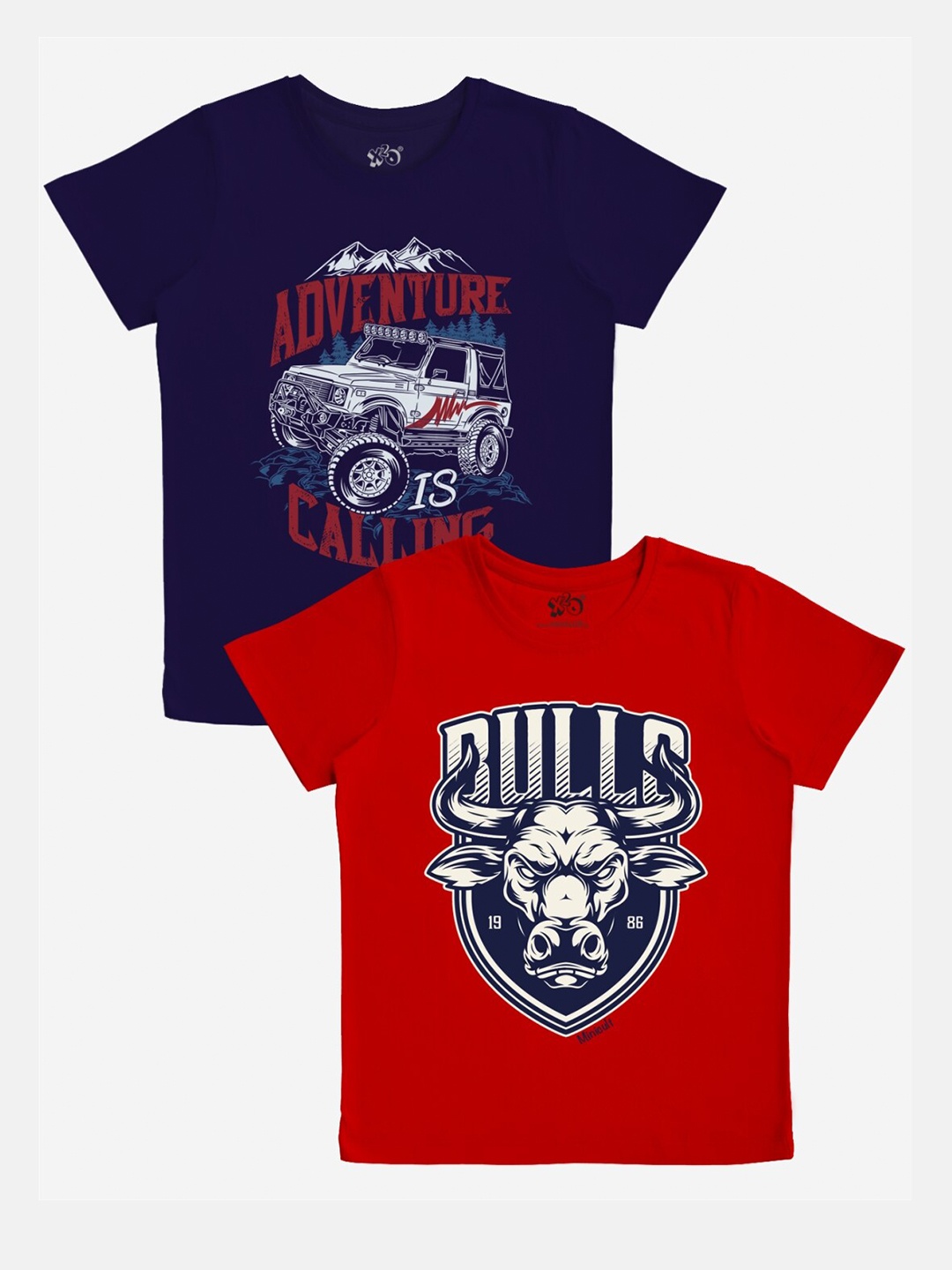 

x2o Boys Blue & Red Pack Of 2 Printed Cotton T-shirts