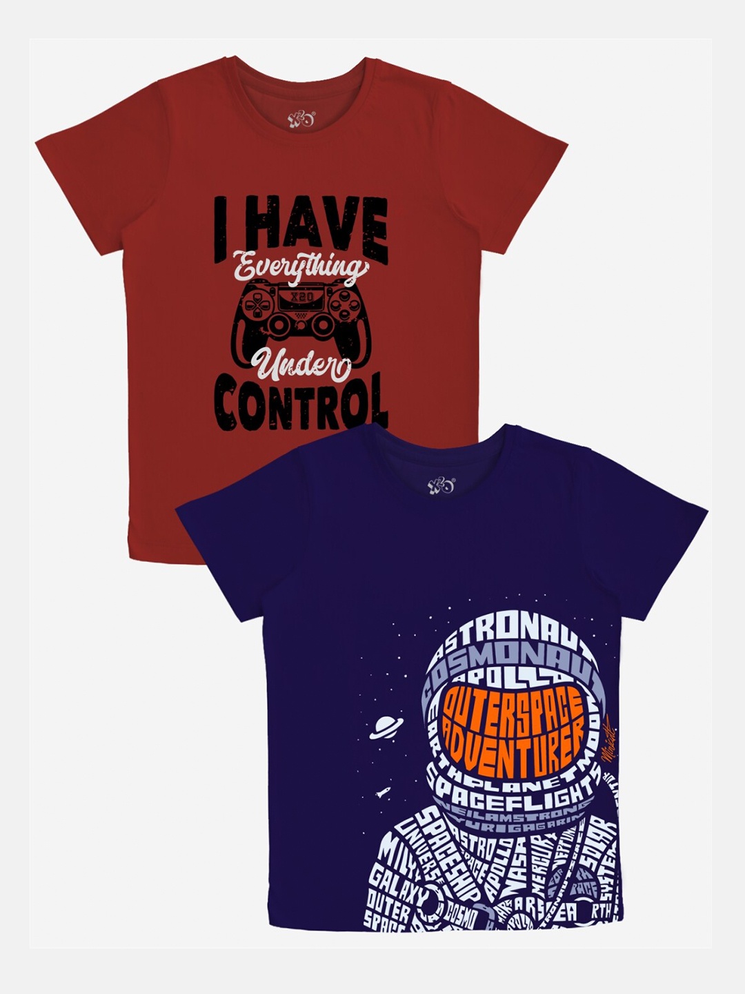 

x2o Boys Maroon Typography Pack of 2 Printed T-shirt