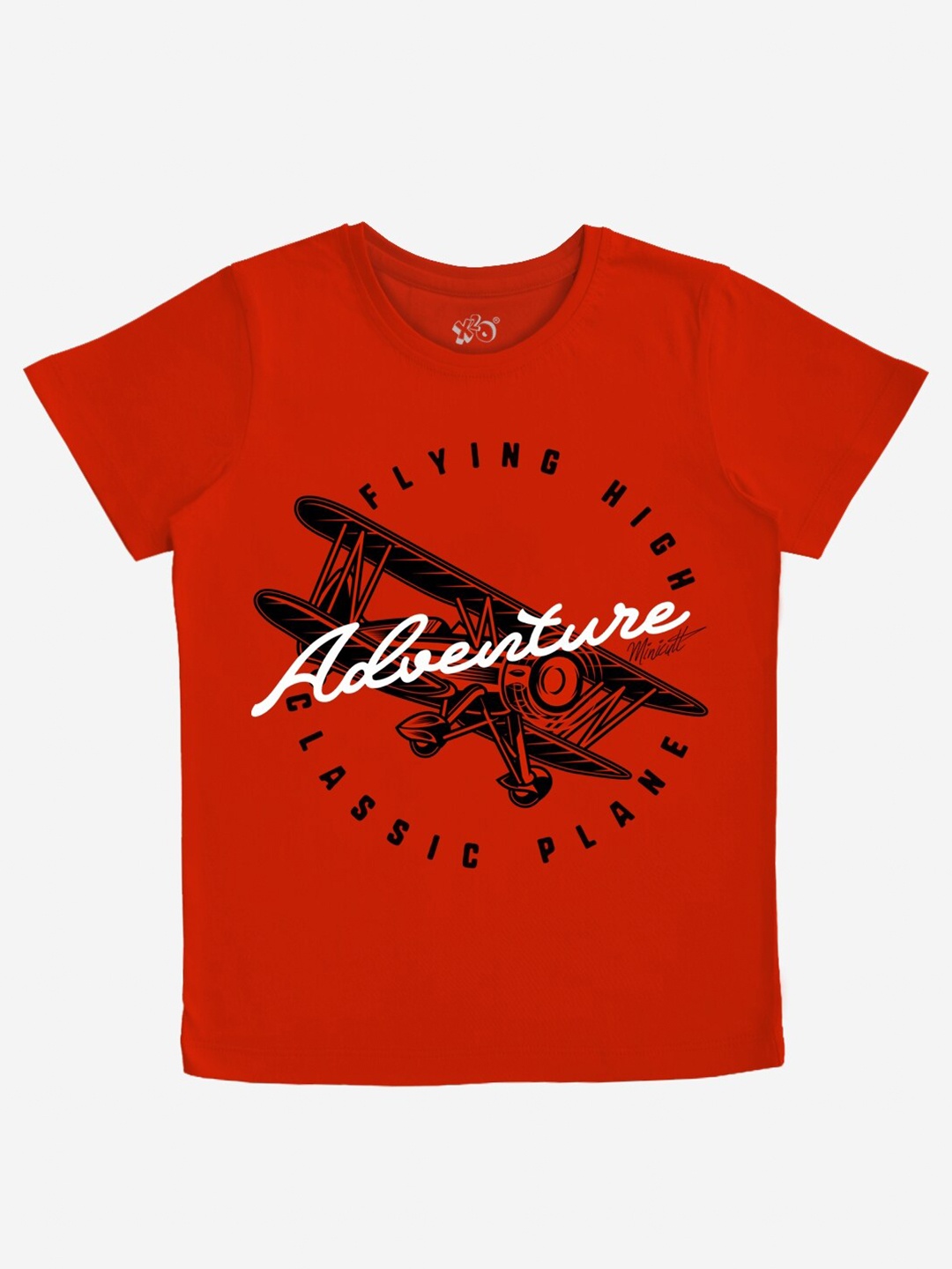 x2o Boys Red Black Typography Printed Pure Cotton T-shirt