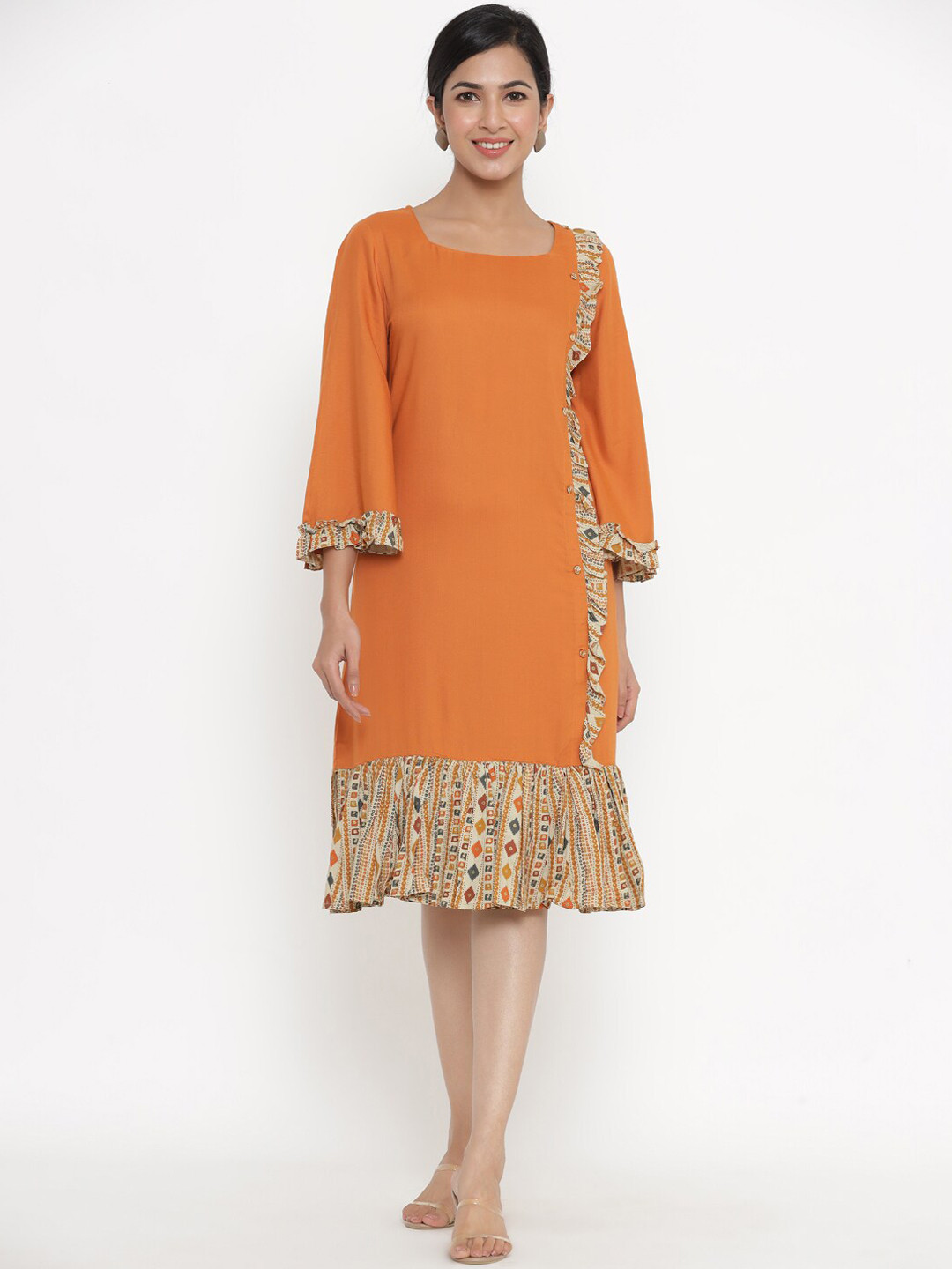 

Indian Virasat Orange A-Line Dress