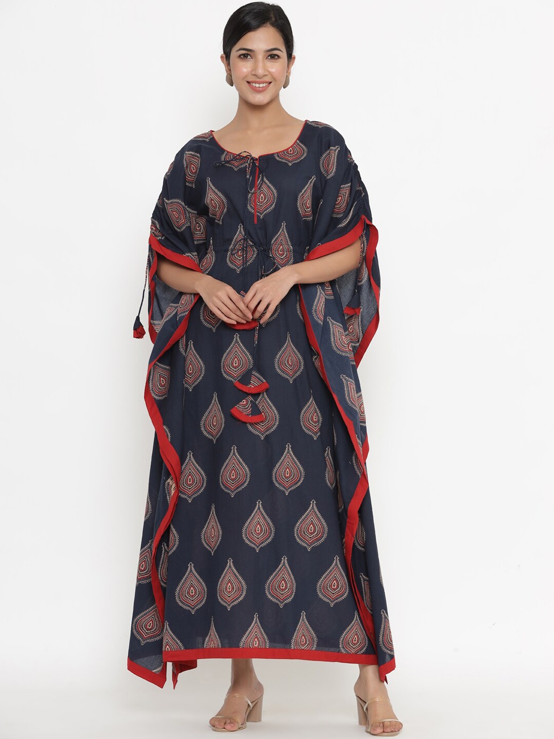 

Indian Virasat Blue Ethnic Motifs Printed Kaftan Dress
