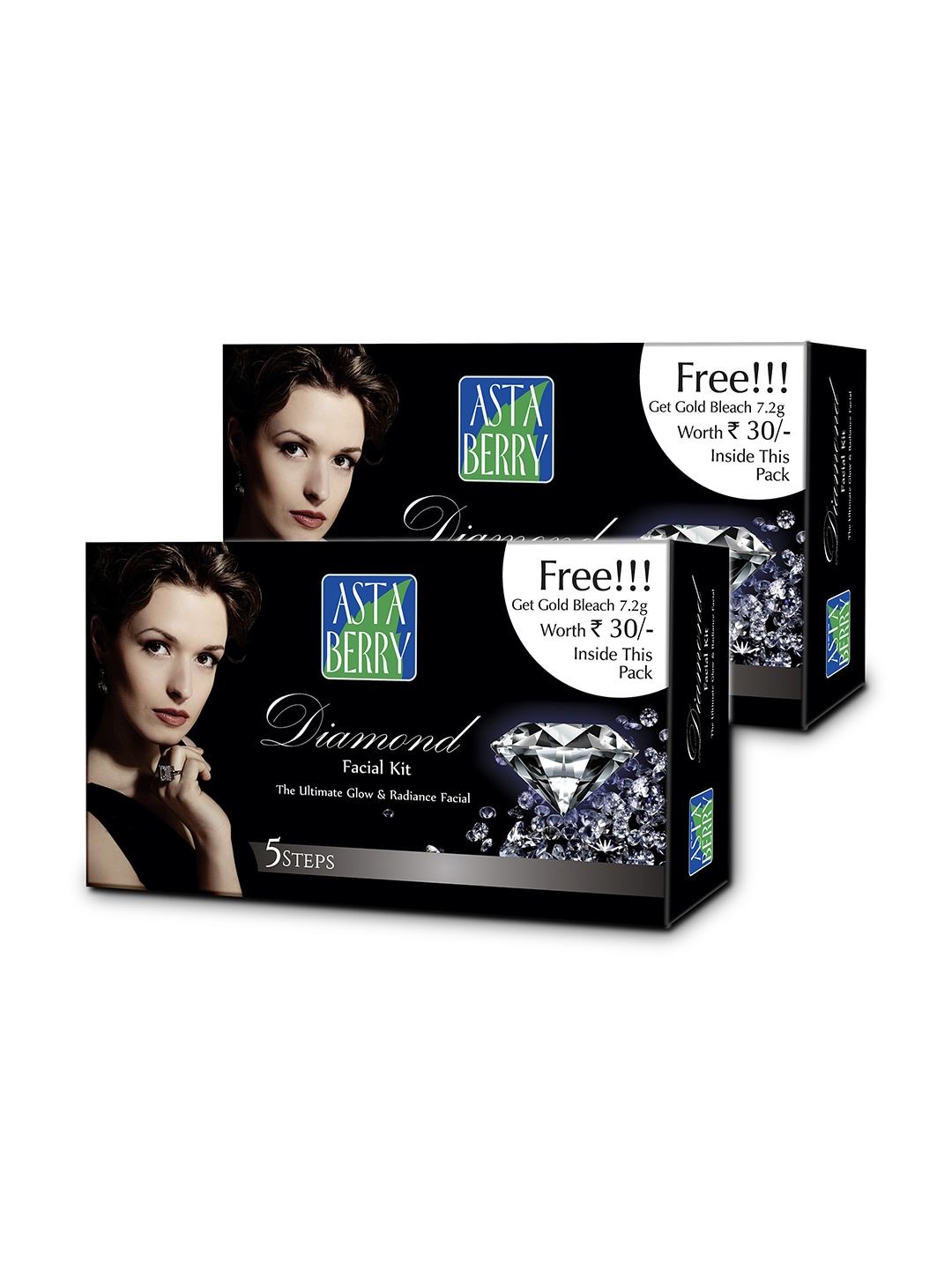

Astaberry Set of 2 Diamond Facial Kit With Free Gold Bleach, Black