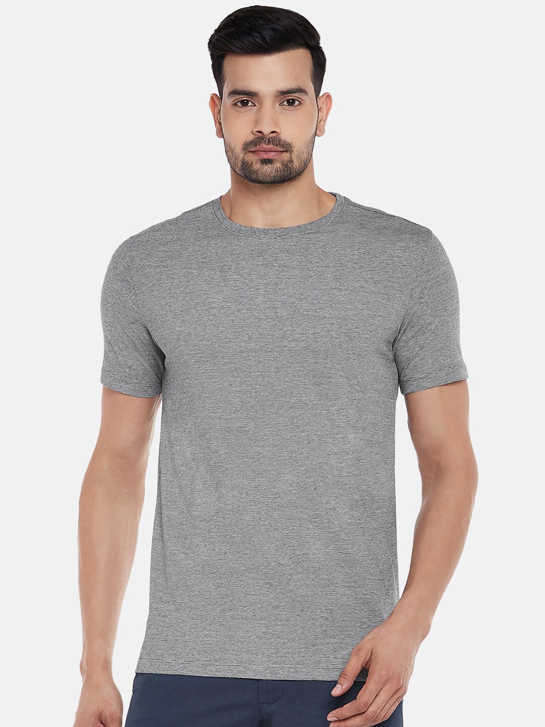 

BYFORD by Pantaloons Men Grey Slim Fit T-shirt