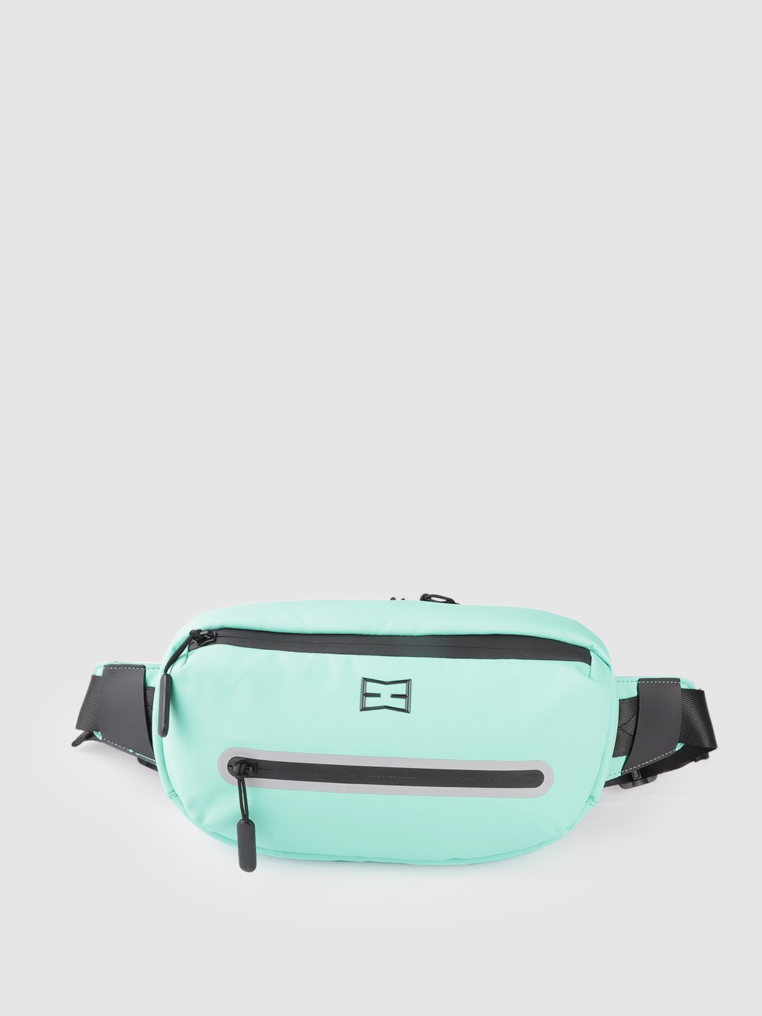 

HRX by Hrithik Roshan Unisex Sea Green & Black Solid Fanny Pack with Reflective Stripe