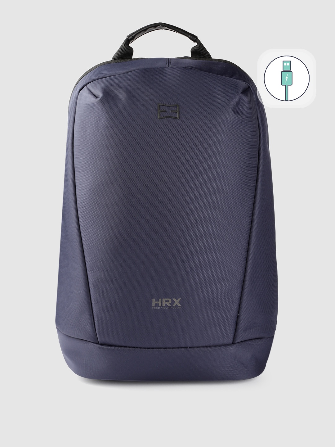 

HRX by Hrithik Roshan Unisex Navy Blue Solid Backpack with USB Charging Port