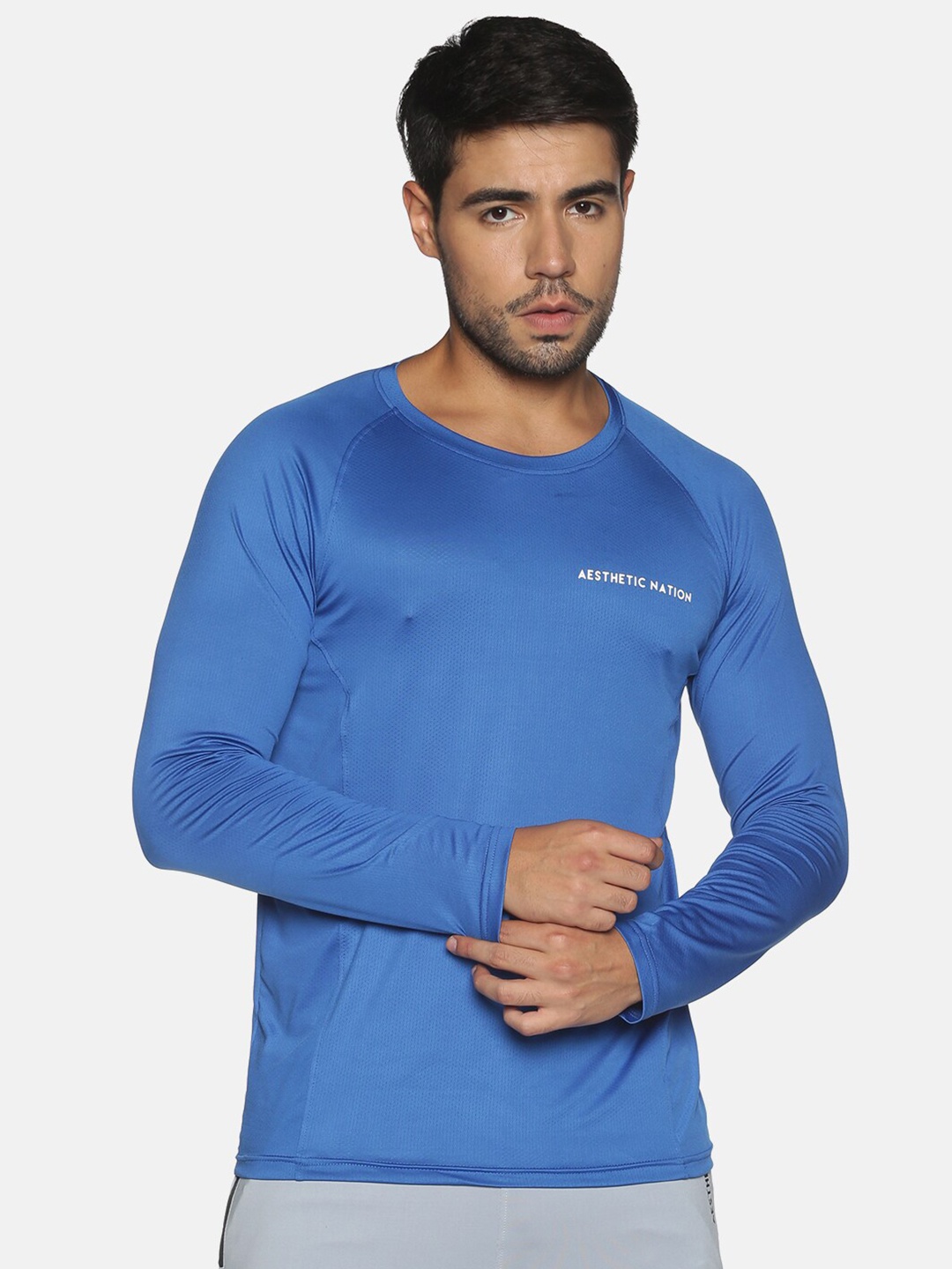 

AESTHETIC NATION Men Blue Poise Loose T-shirt