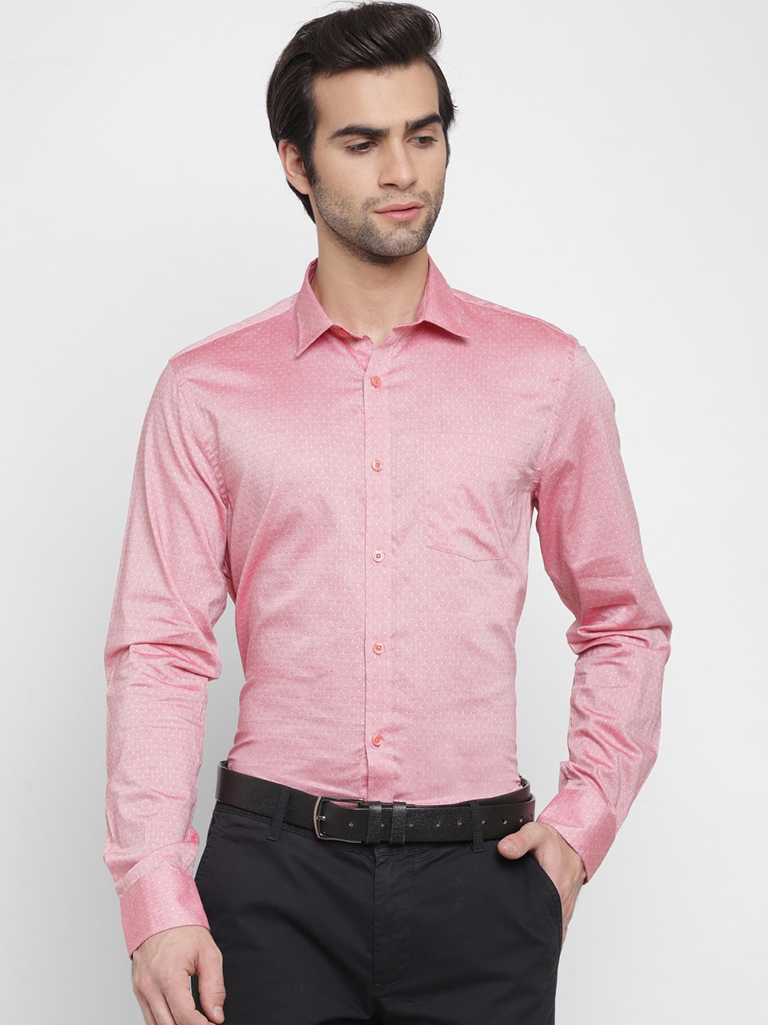 

cape canary Men Pink Opaque Printed Formal Shirt