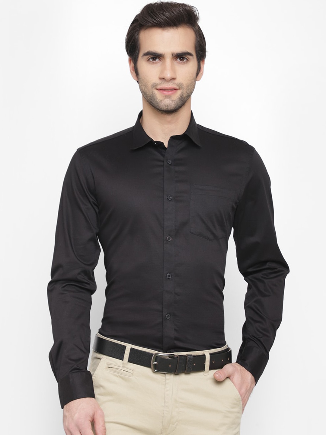 

cape canary Men Black Opaque Formal Shirt