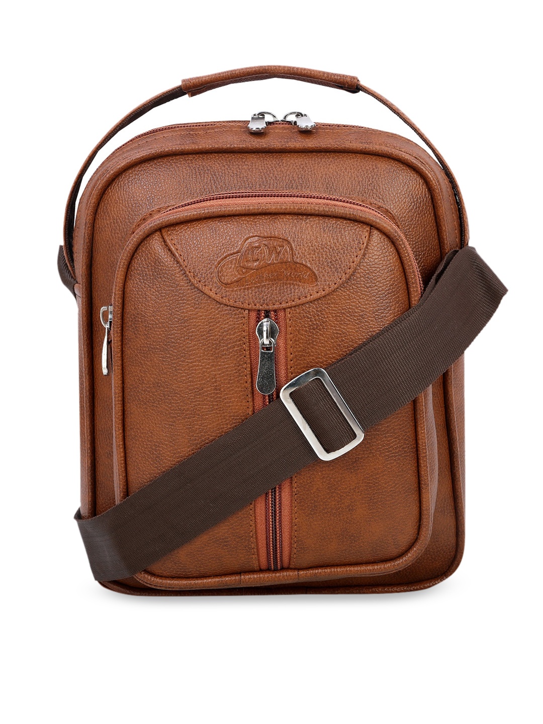 

Leather World Tan Brown PU Structured Sling Bag