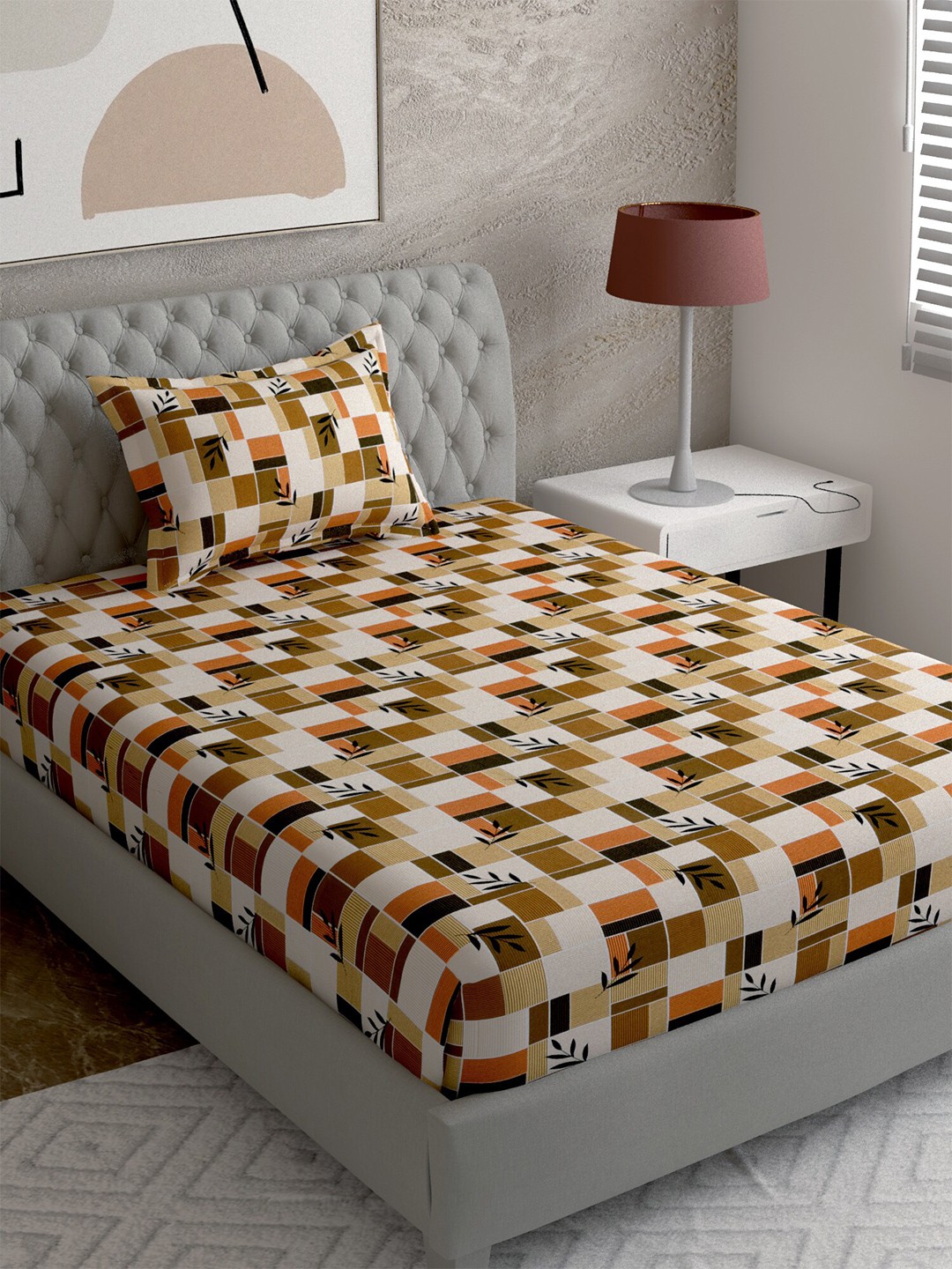 

EverHOME Green & Black Floral 144 TC Single Bedsheet with 1 Pillow Covers