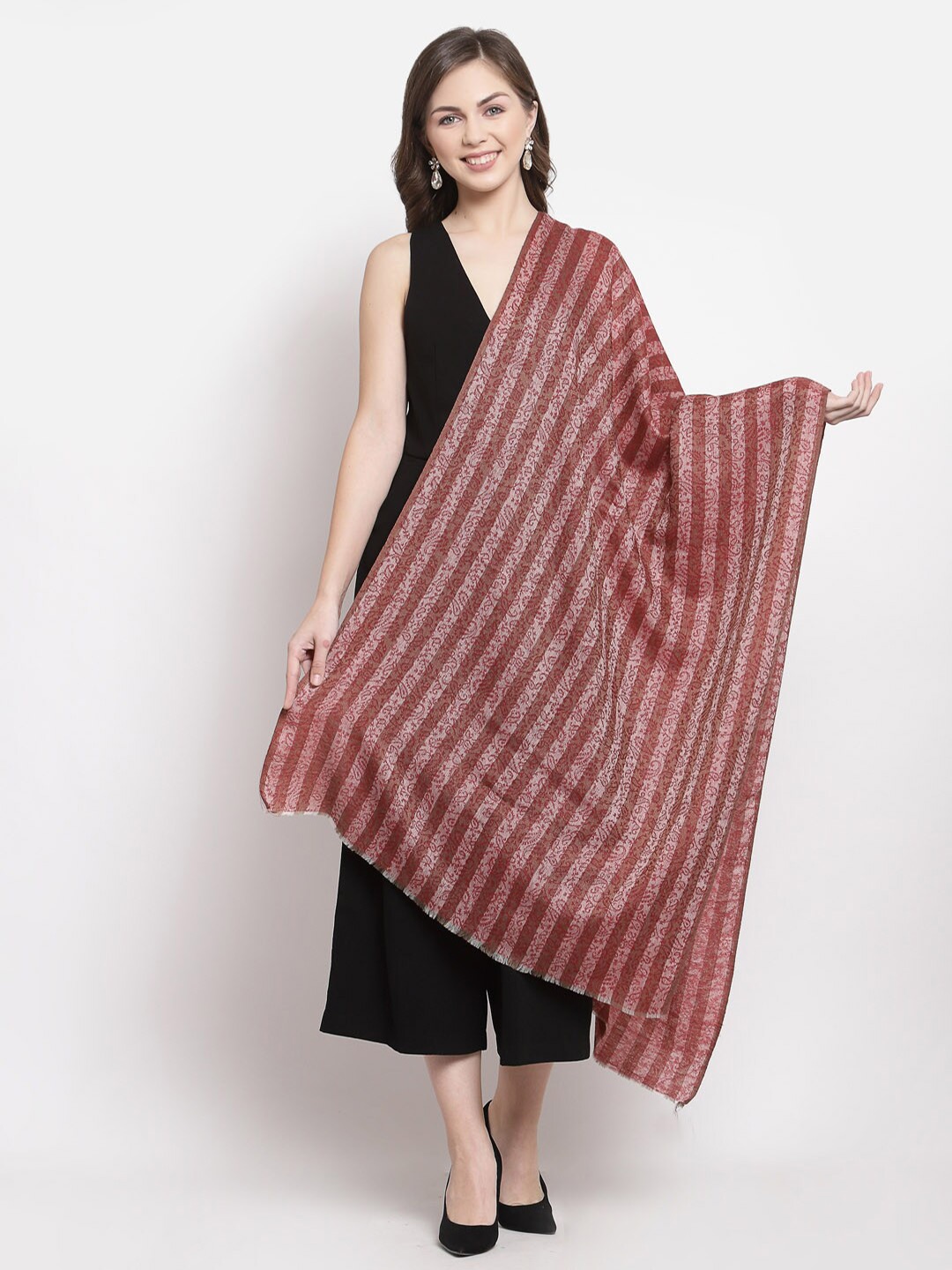 

Pashtush Women Red & White Printed Stole