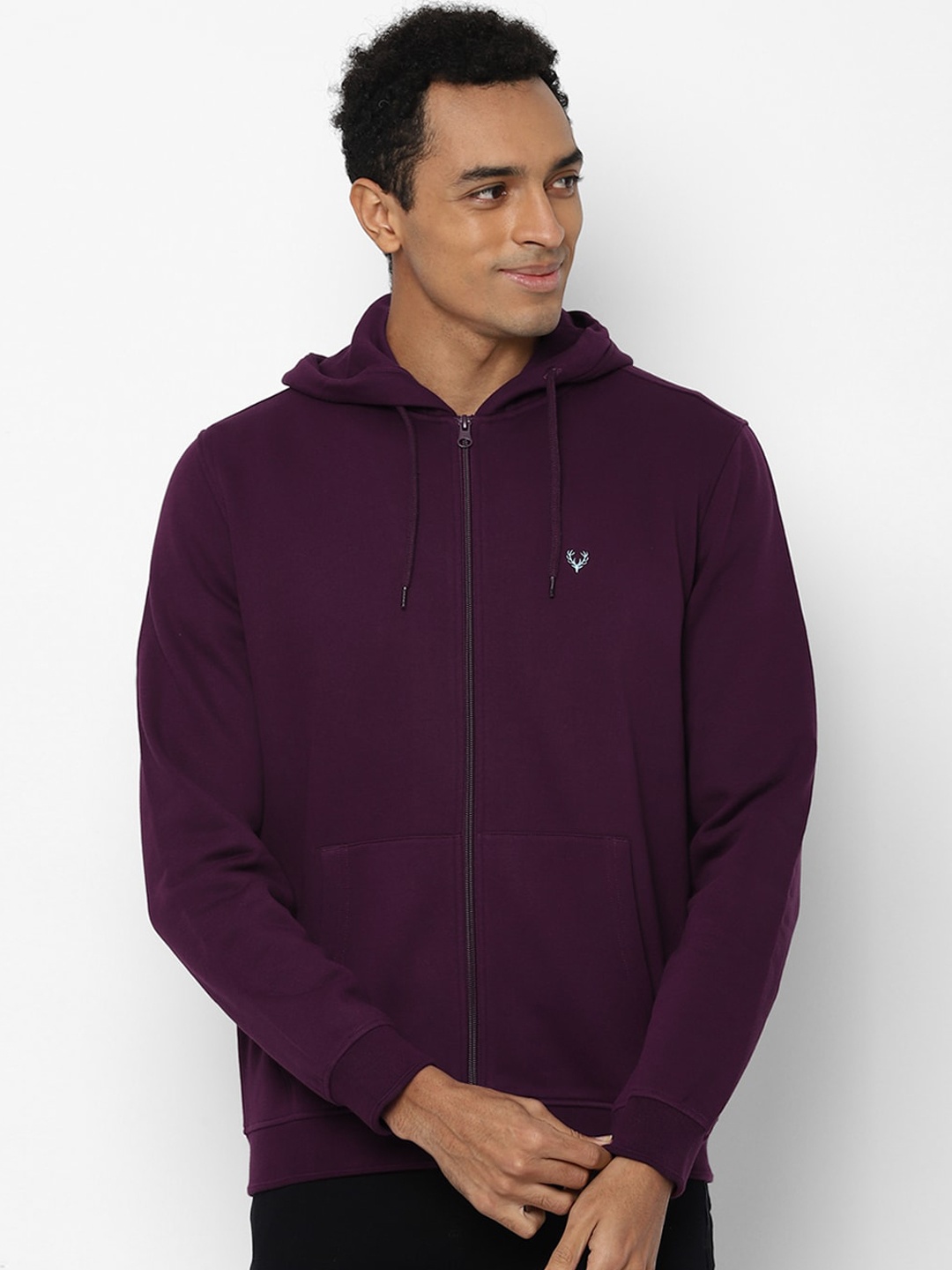 

Allen Solly Men Purple Hooded Cotton Sweatshirt