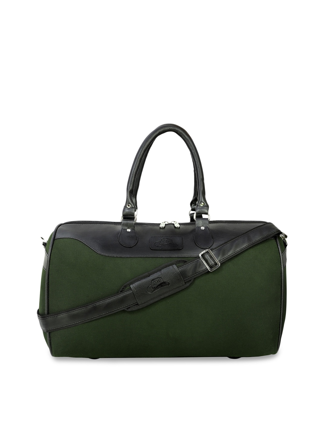 

Leather World Green & Black Solid Duffel Bag