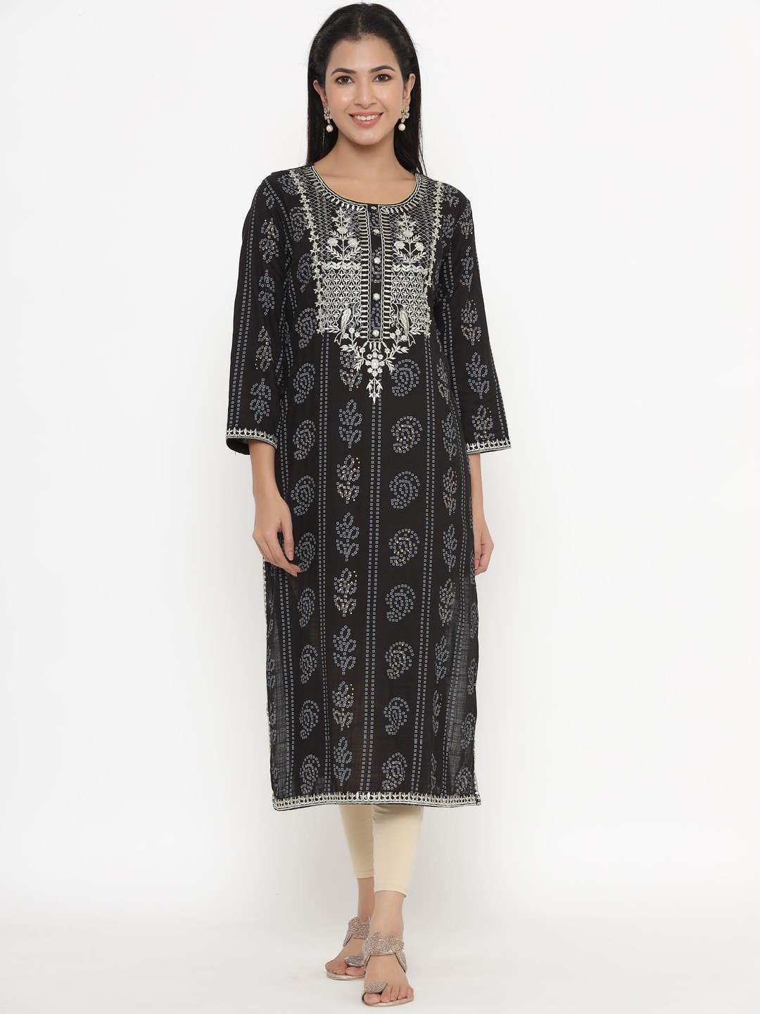 

kipek Women Black Ethnic Motifs Kurta