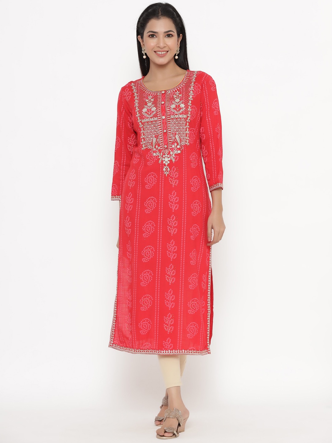 

kipek Women Red Ethnic Motifs Kurta