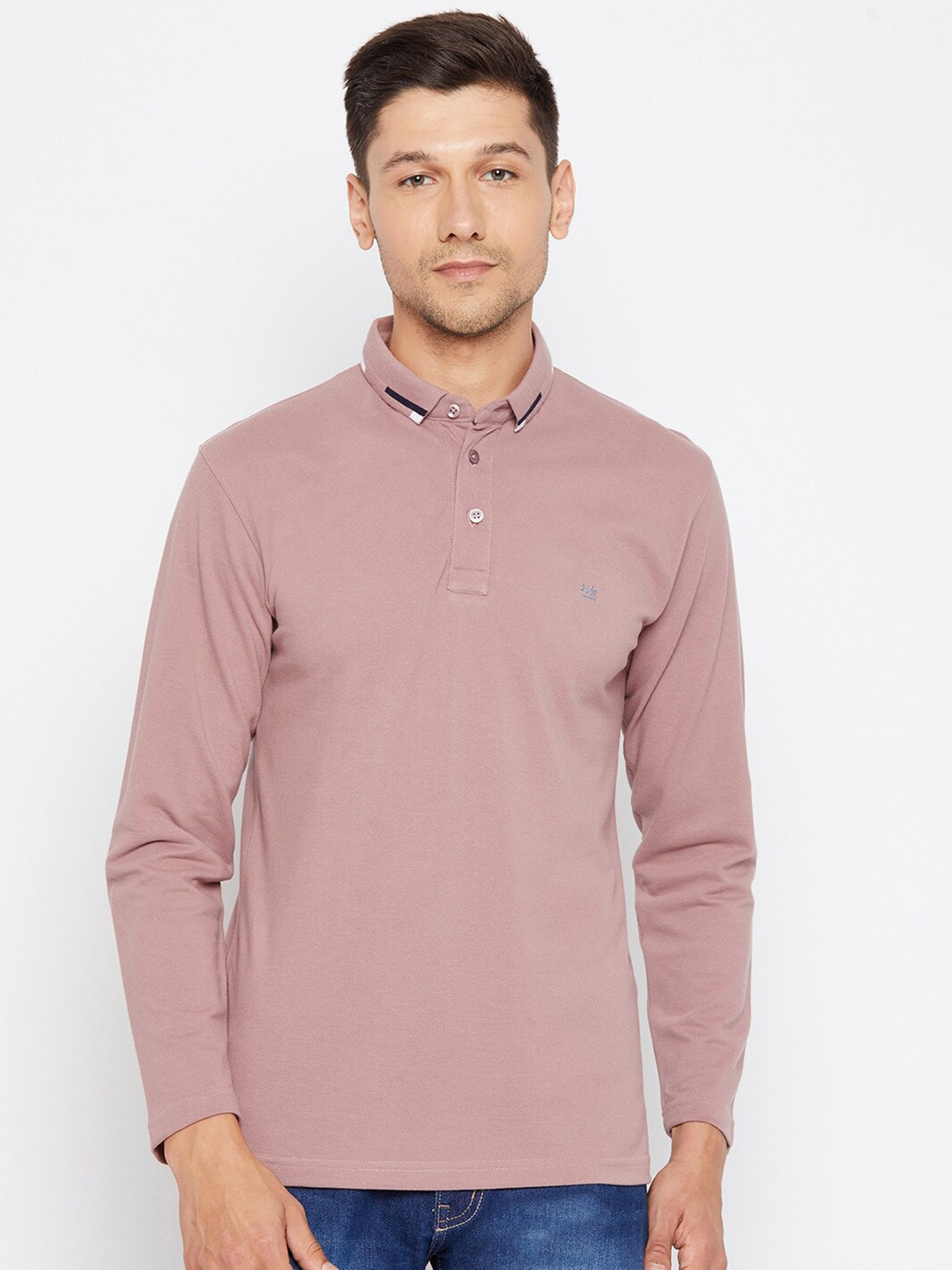 

Okane Men Pink Cotton Polo Collar T-shirt