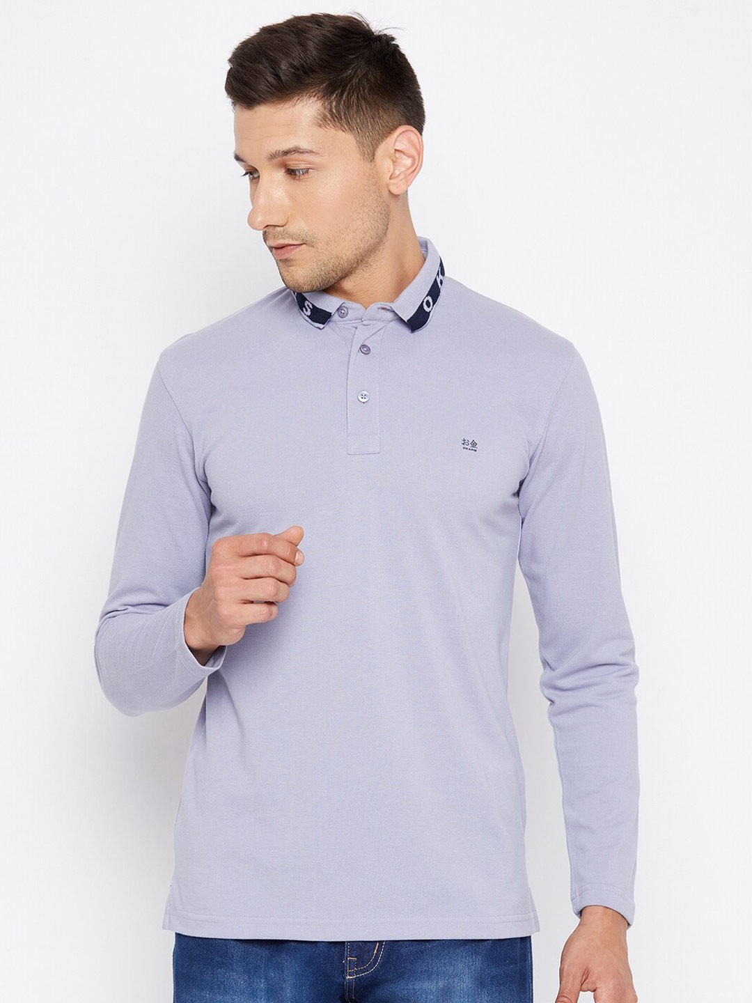 

Okane Men Purple Cotton Polo Collar T-shirt