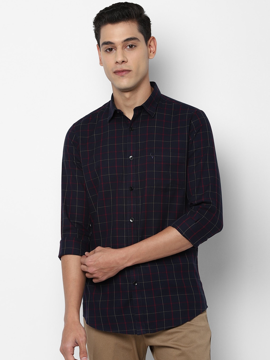 

Allen Solly Men Navy Blue Slim Fit Tartan Checked Casual Shirt