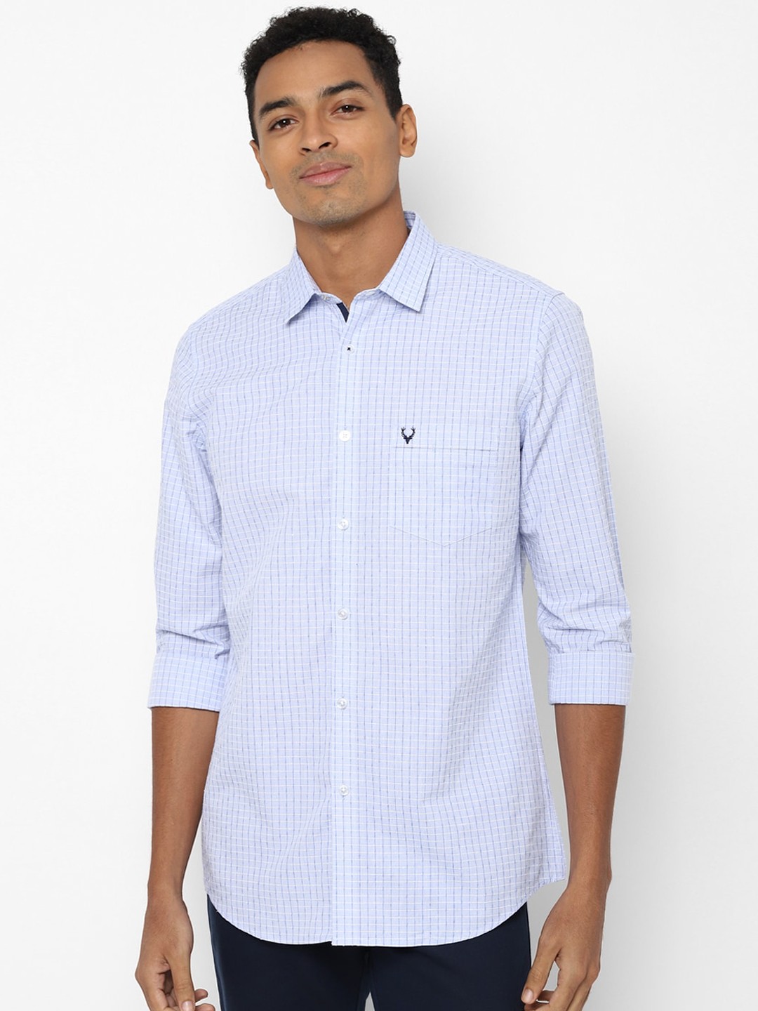 

Allen Solly Men Blue Slim Fit Grid Tattersall Checked Casual Shirt