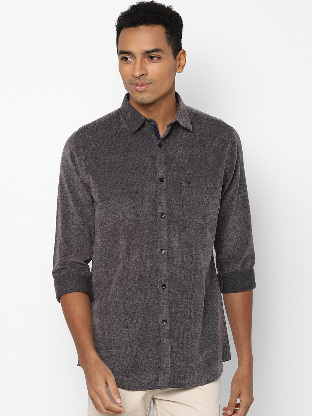

Allen Solly Men Grey Slim Fit Opaque Cotton Casual Shirt