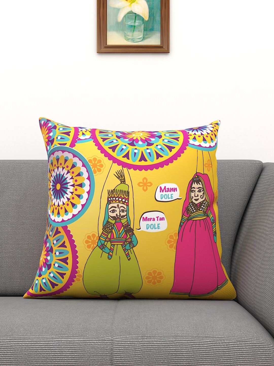 

Athom Trendz Yellow & Pink Ethnic Motifs Square Cushion Covers