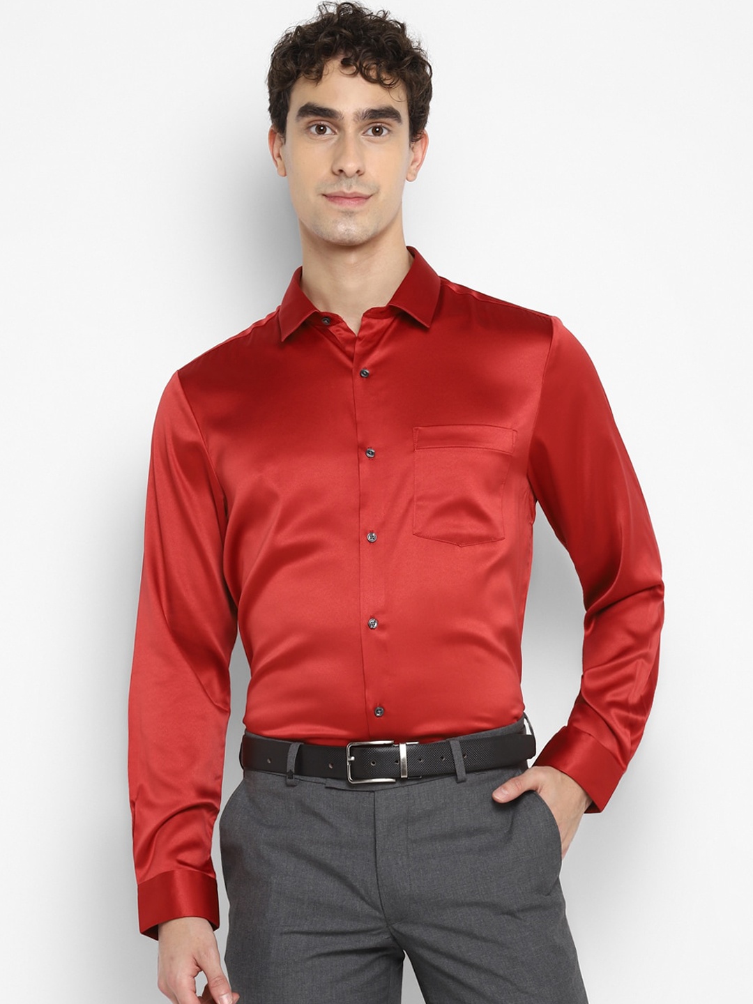 

Turtle Men Red Opaque Formal Party Shirt