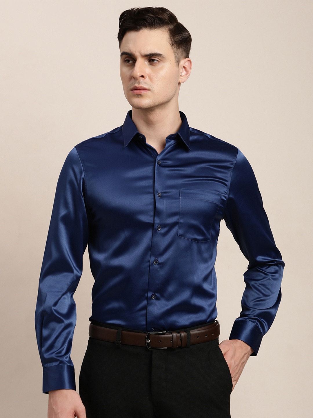 

Turtle Men Blue Opaque Formal Shirt