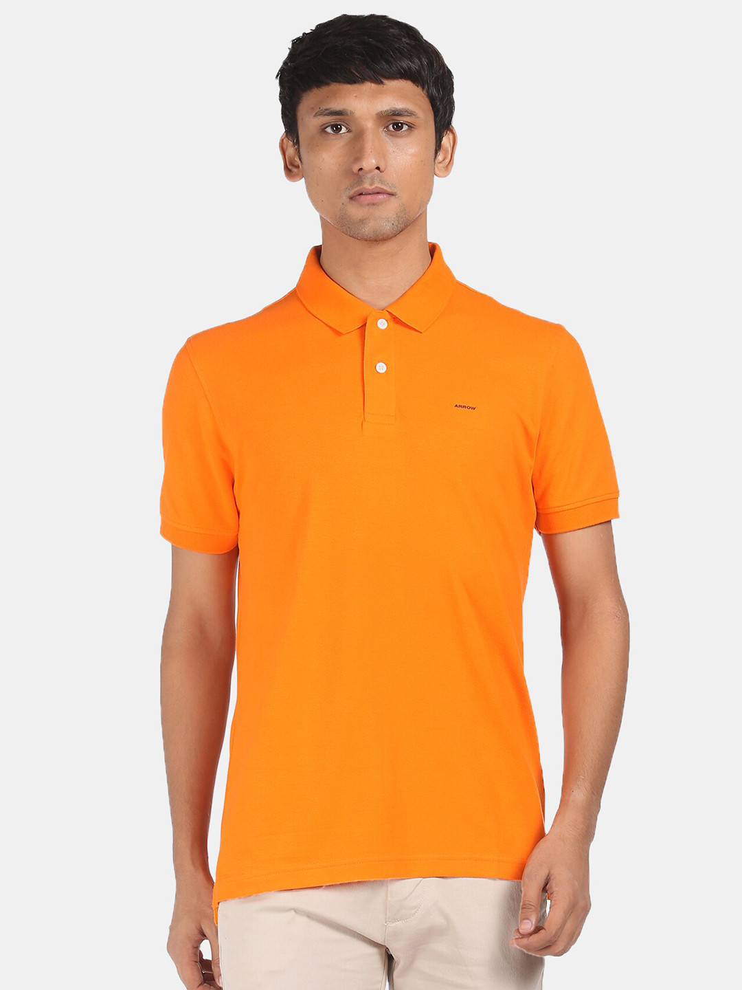 

Arrow Sport Men Orange Pure Cotton Polo Collar Shirt