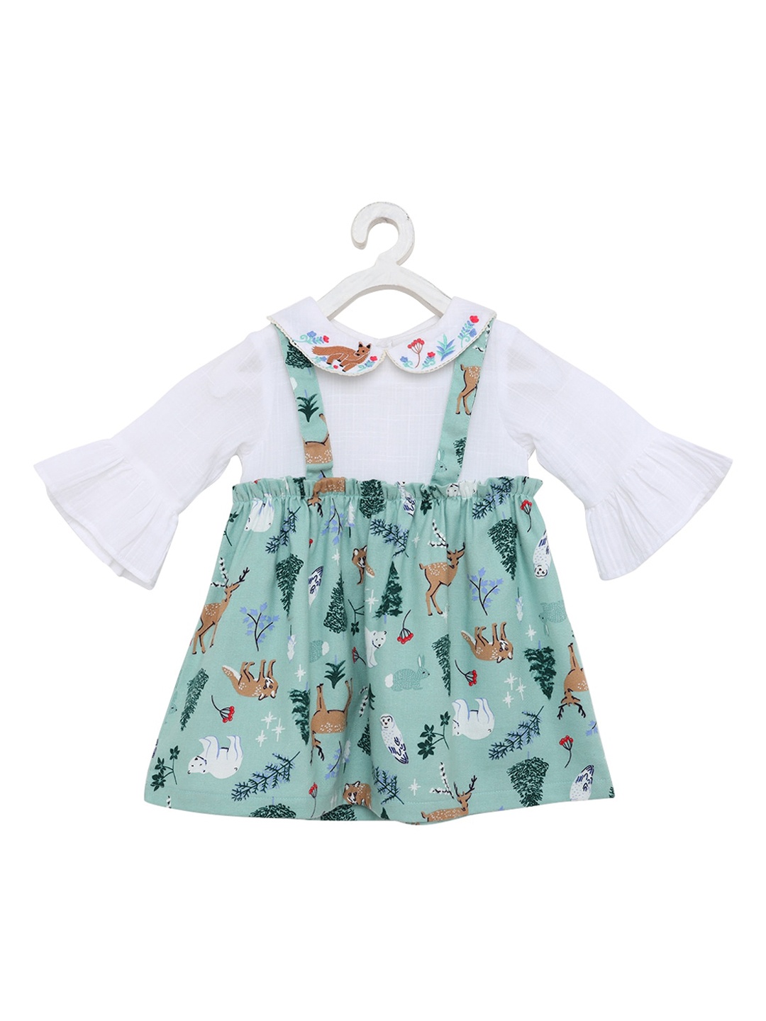 

Nauti Nati Cotton Printed & Embroidered Flannel A-Line Dress, Multi