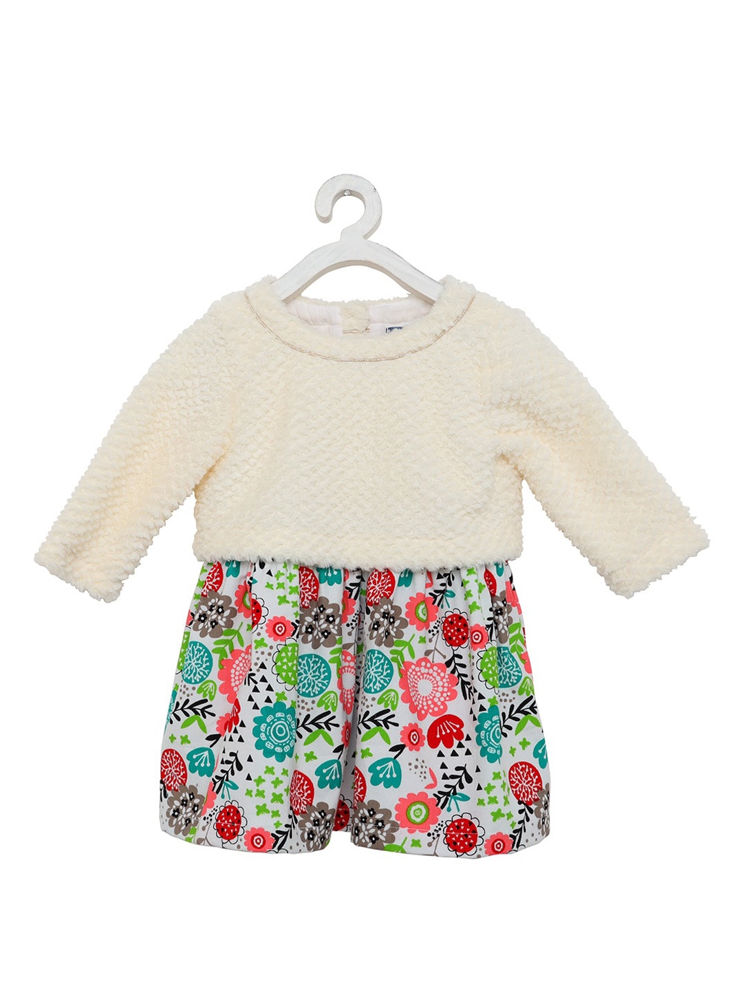 

Nauti Nati Girls Cotton Off White & Red Floral Printed A-Line Dress
