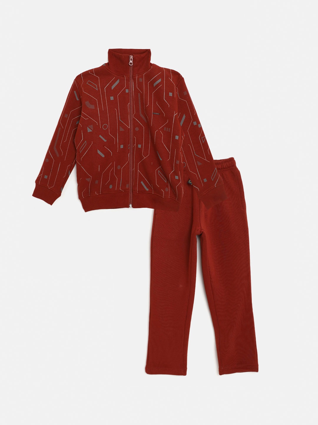 

Sweet Dreams Boys Rust Orange & Grey Geometric Print Tracksuit