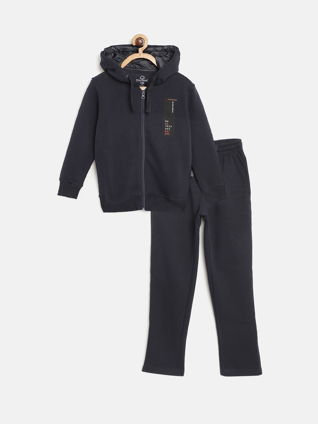 

Sweet Dreams Boys Navy Blue Solid Hooded Tracksuit