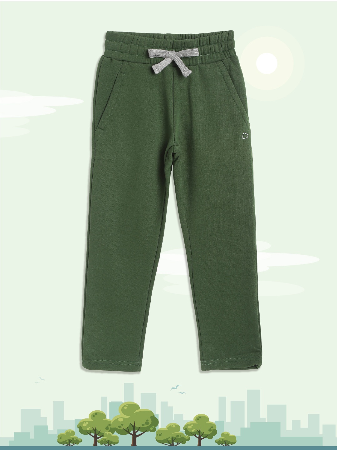 

Sweet Dreams Boys Solid Olive Green Solid Track Pants