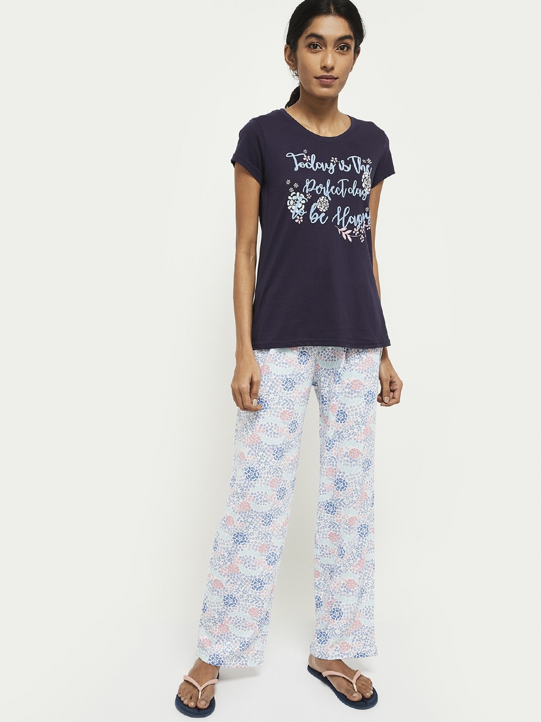 

Max Women Printed Pj Set, Navy blue