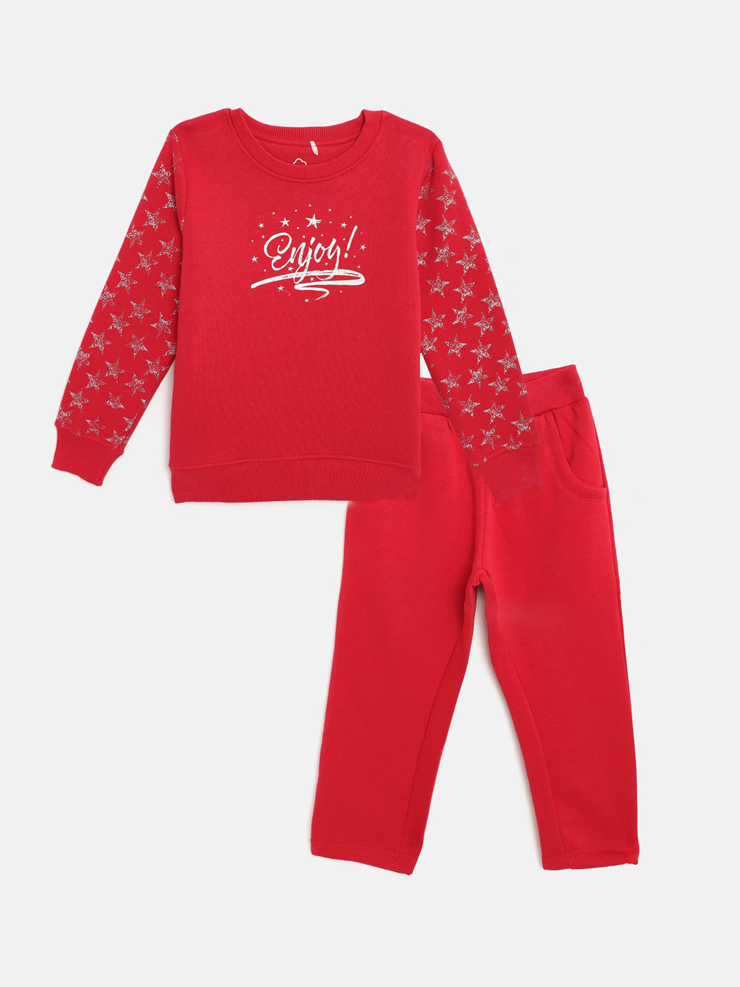

Sweet Dreams Girls Red & White Typography Print Tracksuit