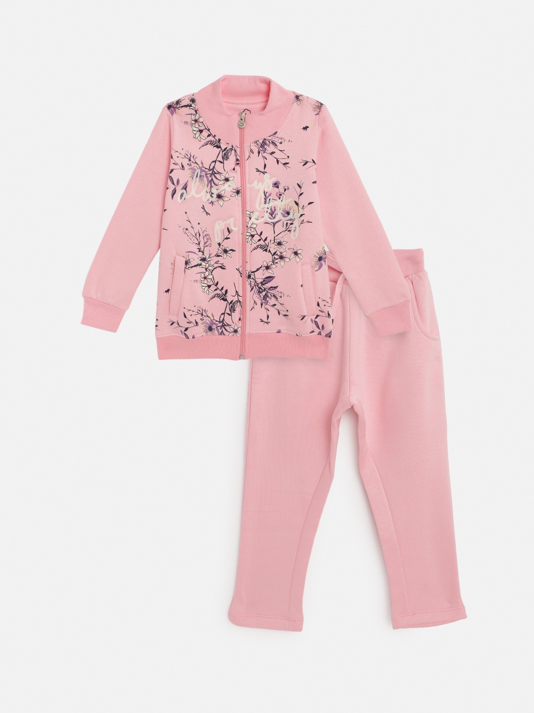 

Sweet Dreams Girls Peach-Coloured & White Floral Print Tracksuit
