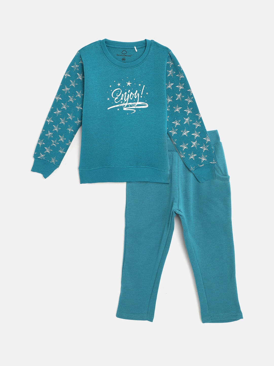 

Sweet Dreams Girls Blue & White Typography Print Tracksuit