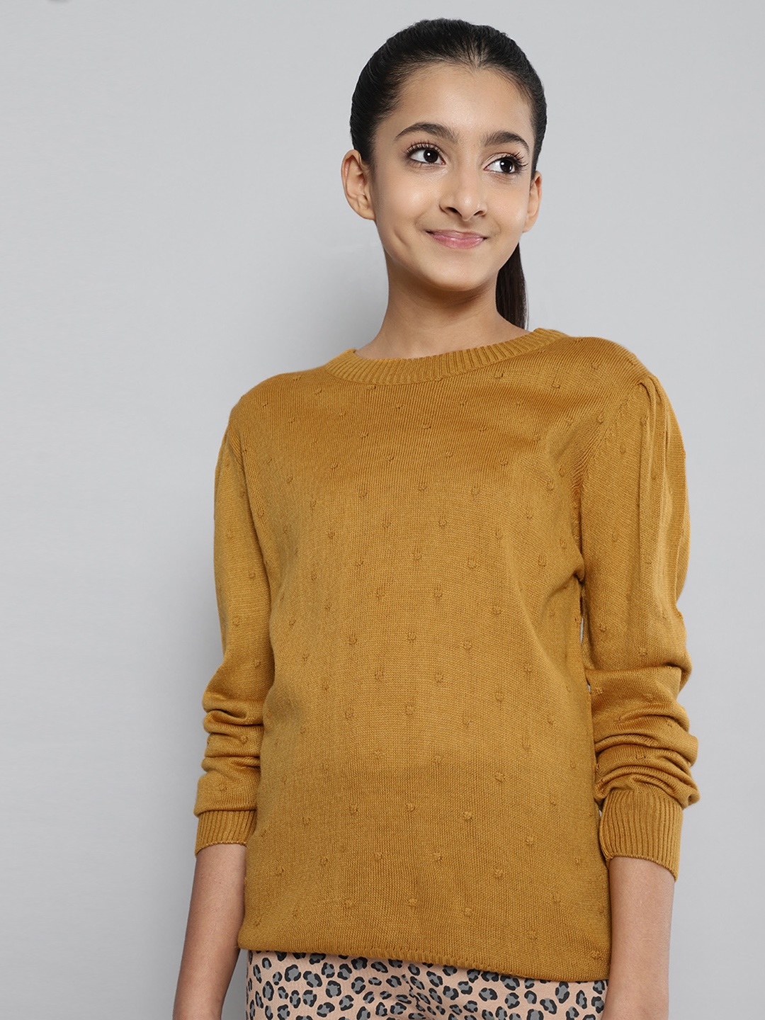 

JUSTICE Girls Mustard Yellow Solid Pullover