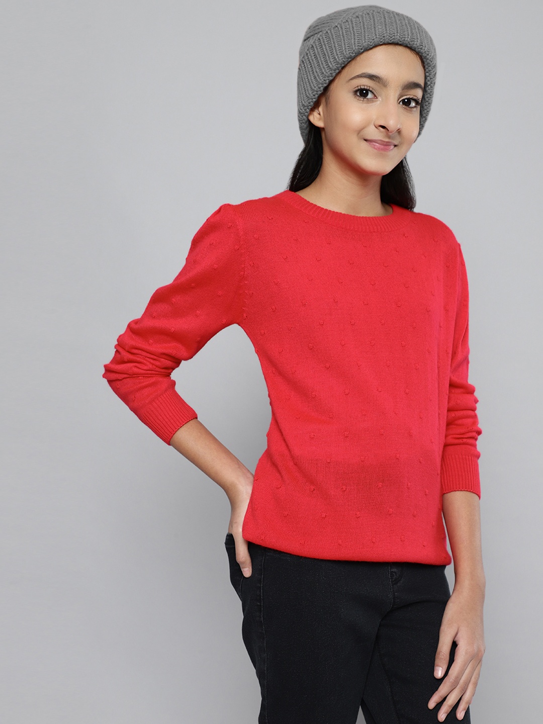 

JUSTICE Girls Red Solid Pullover