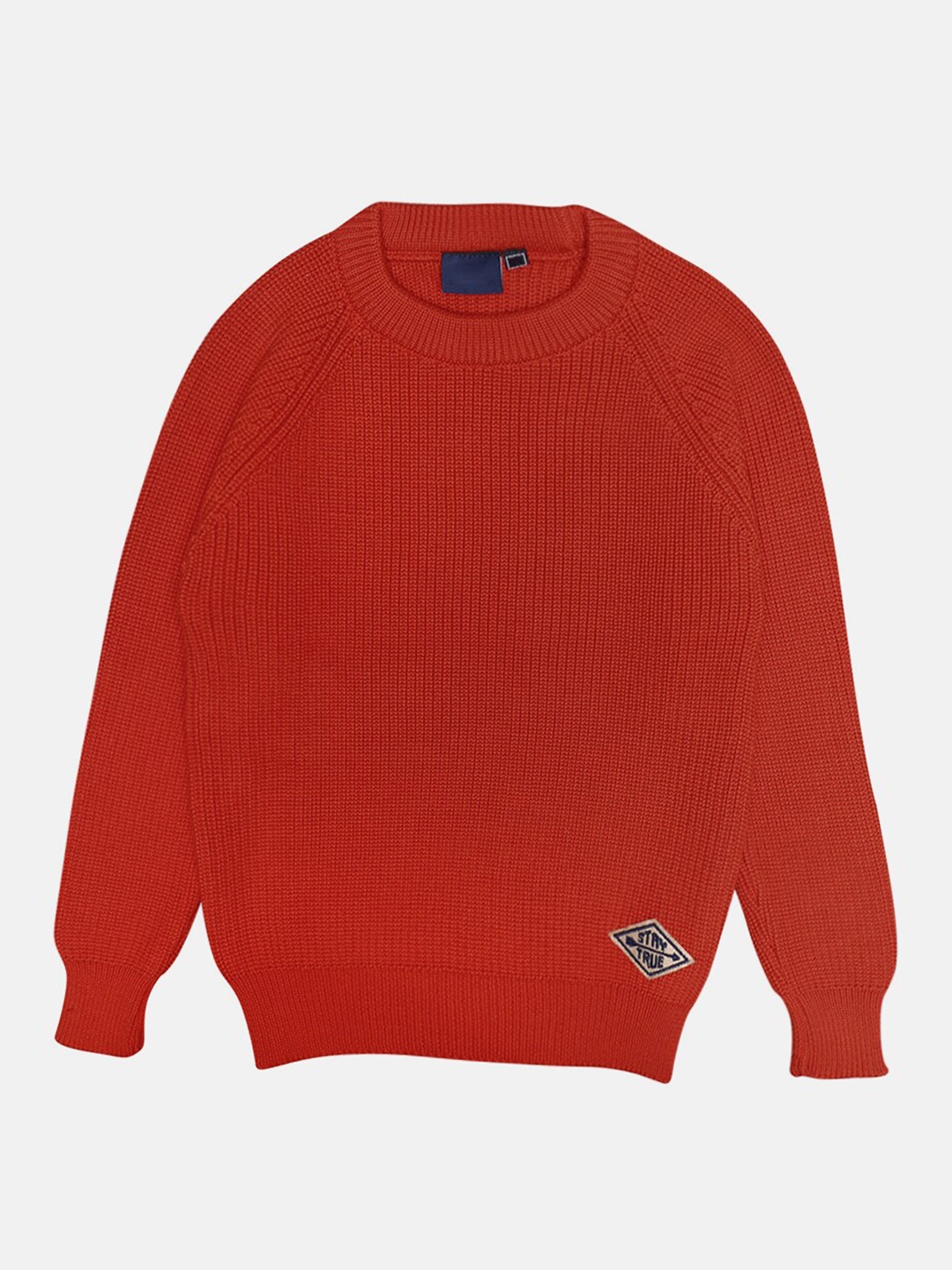 

CHIMPRALA Kids Orange Ribbed Woolen Pullover