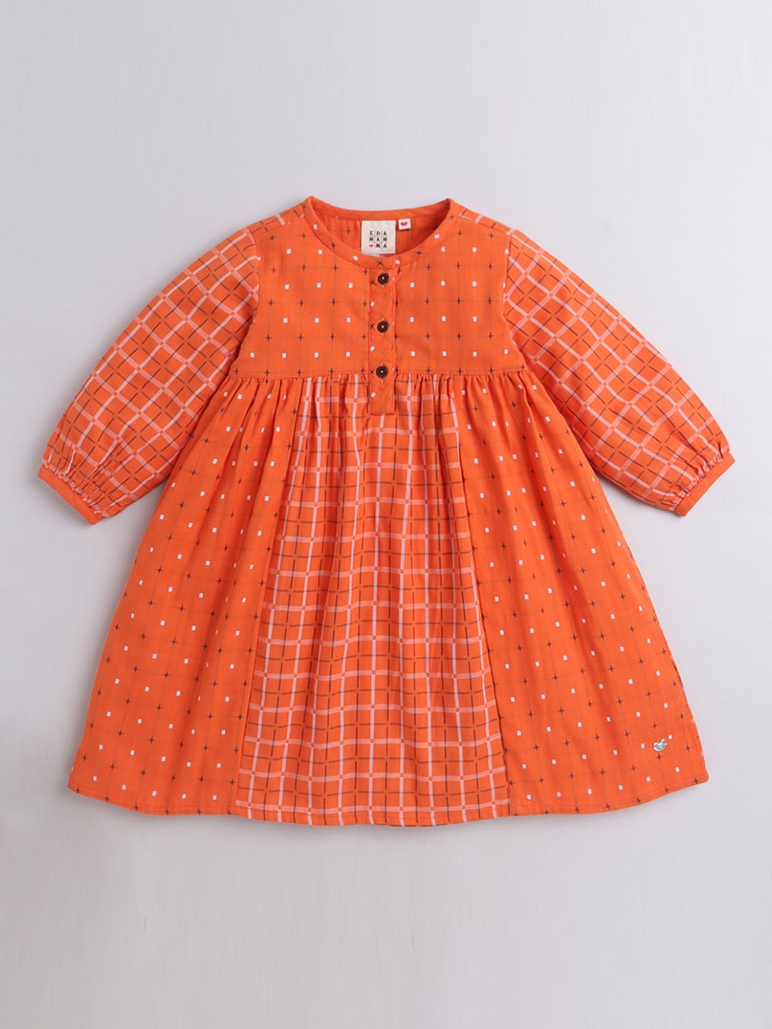 

Ed-a-Mamma Girls Orange Checks Dress