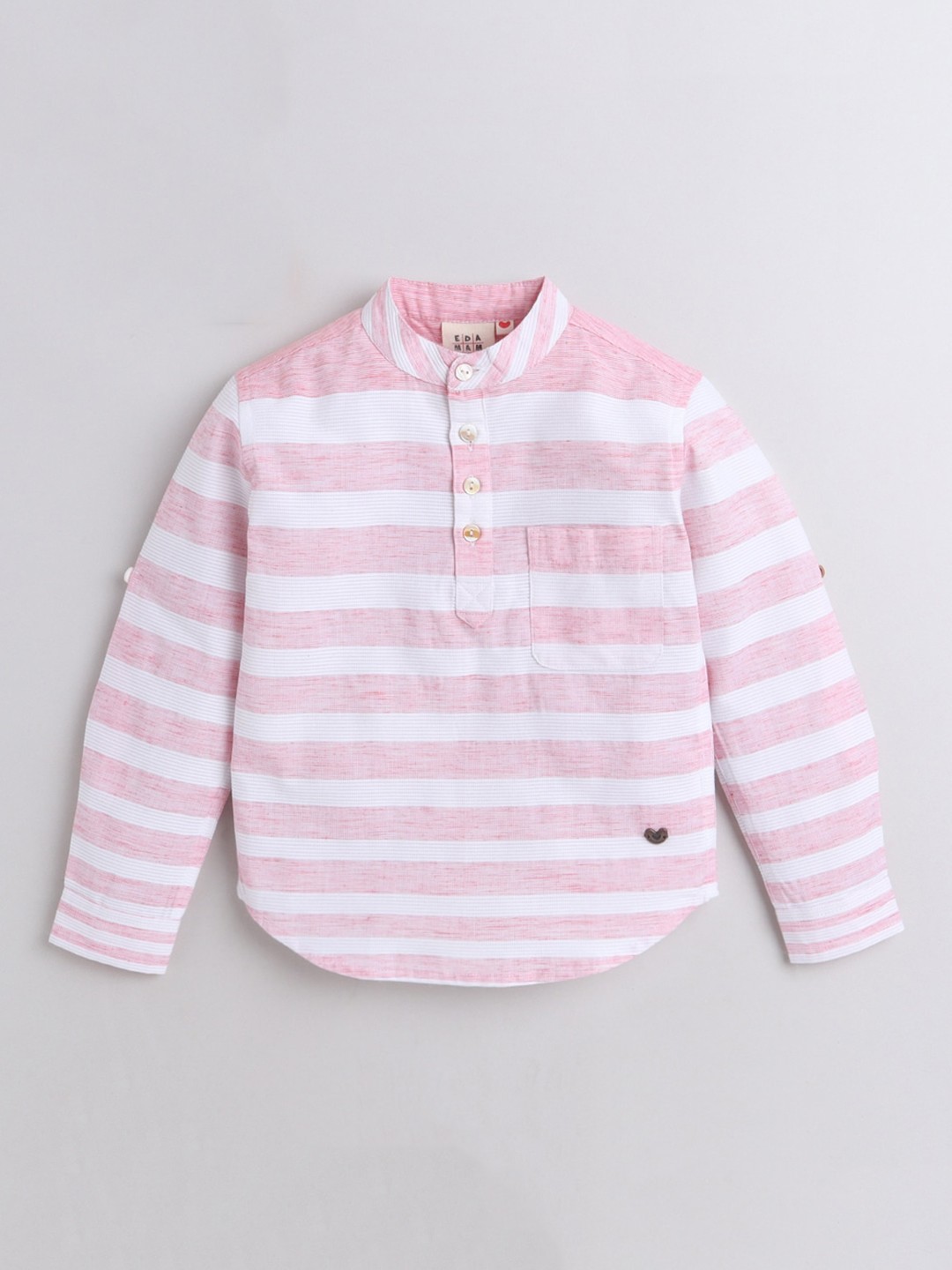 

Ed-a-Mamma Boys Red Premium Horizontal Stripes Opaque Striped Cotton Casual Shirt