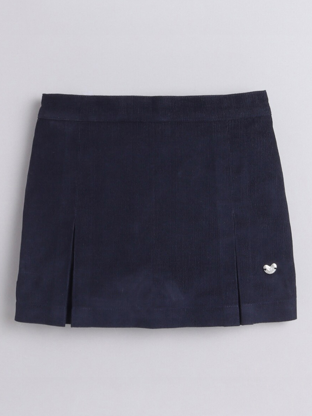 

Ed-a-Mamma Girls Navy Blue Solid Pure Cotton Mini Skorts