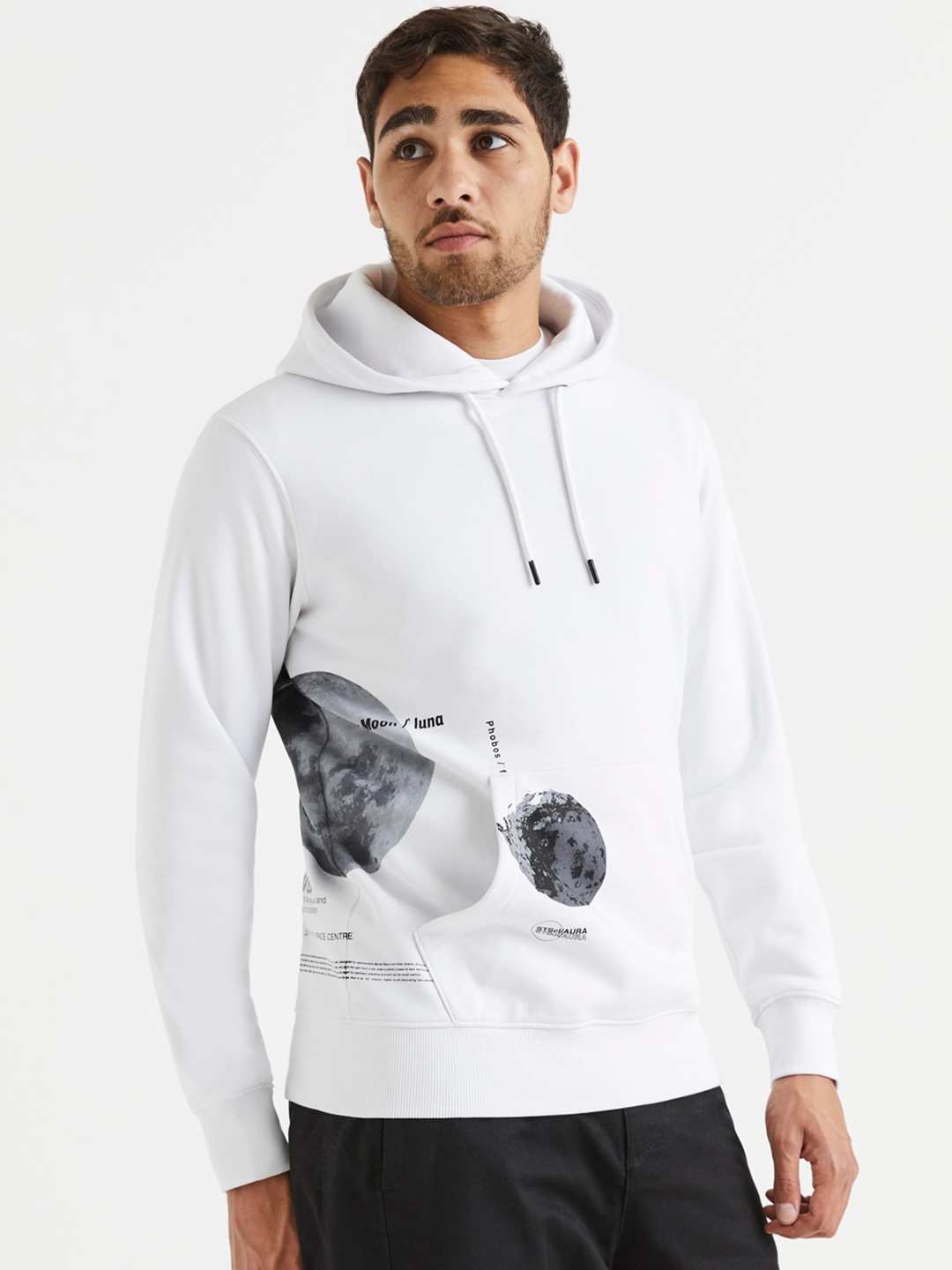 

Celio Men White NASA Printed Hooded Sweatshirt