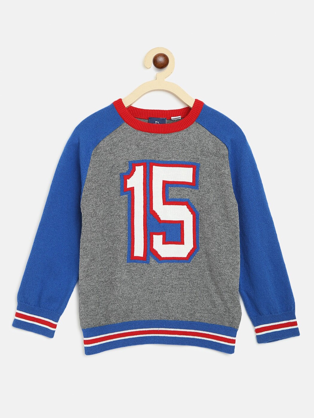 

Chicco Boys Grey & Blue Typography Cotton Printed Pullover